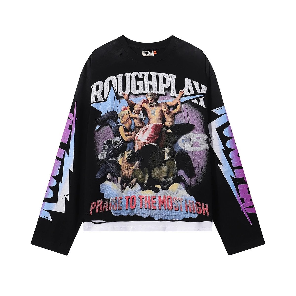 Roughplay Bandaid For The Battle Wounds Black Graphic Oversized T-Shirt