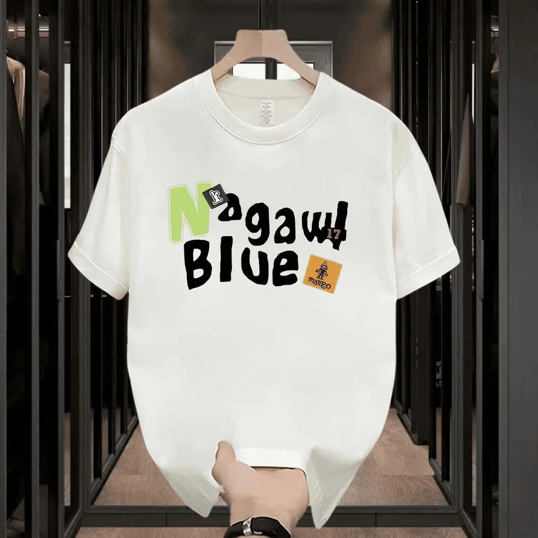 Mango Nagawil Blue White Graphic Print T-Shirt