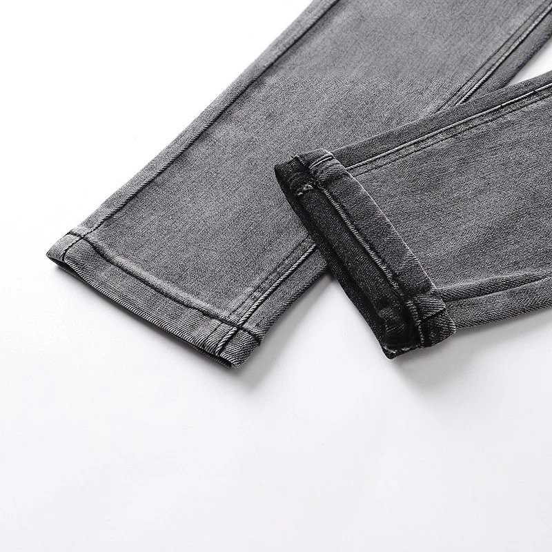Denim Jeans Gray Slim Fit Cuffed