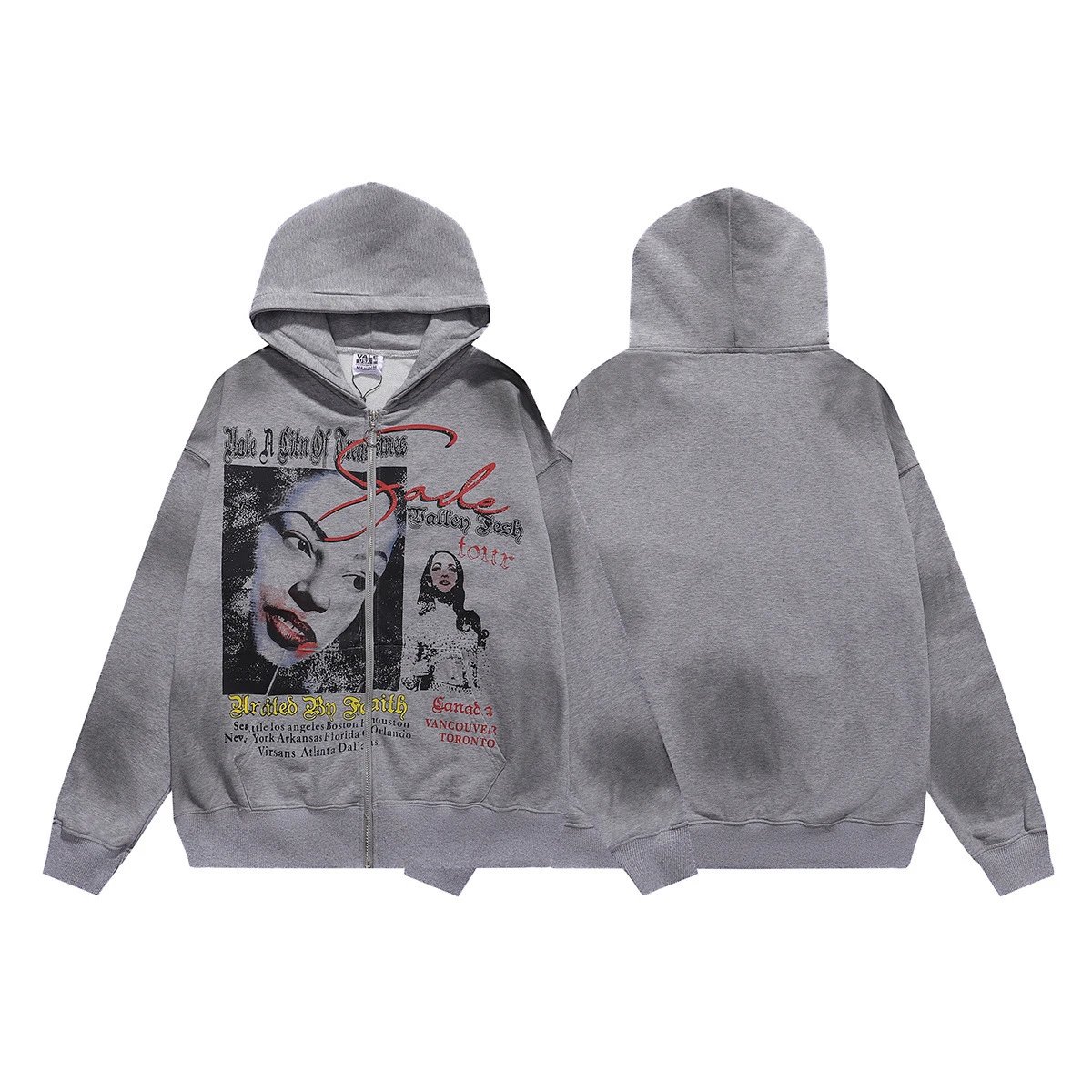 Grey Hooded Sweatshirt Heather Gray Oversized Streetwear
