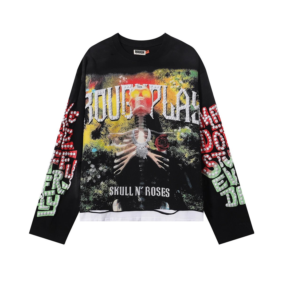 Roughplay Bandaid For The Battle Wounds Black Graphic Oversized Sweatshirt