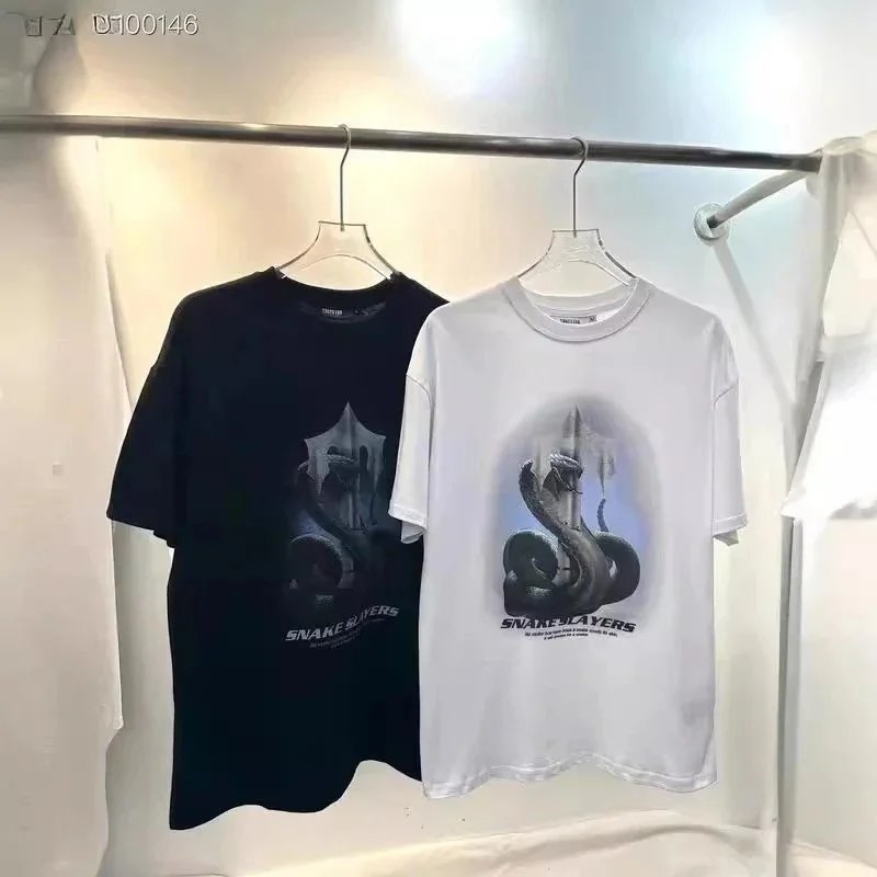 Snake Slayers Graphic Print White Black Streetwear T-Shirt