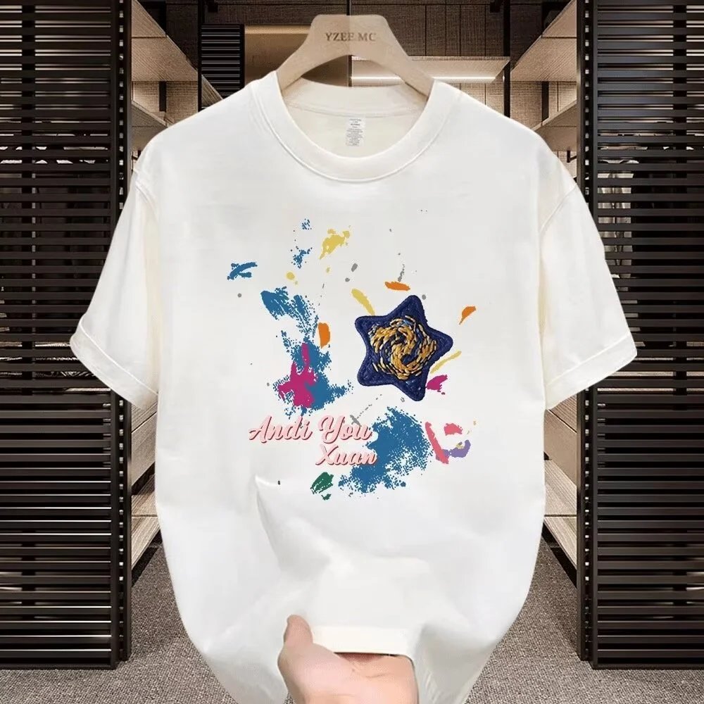 YZEE MC Graphic Print White Oversized T-Shirt