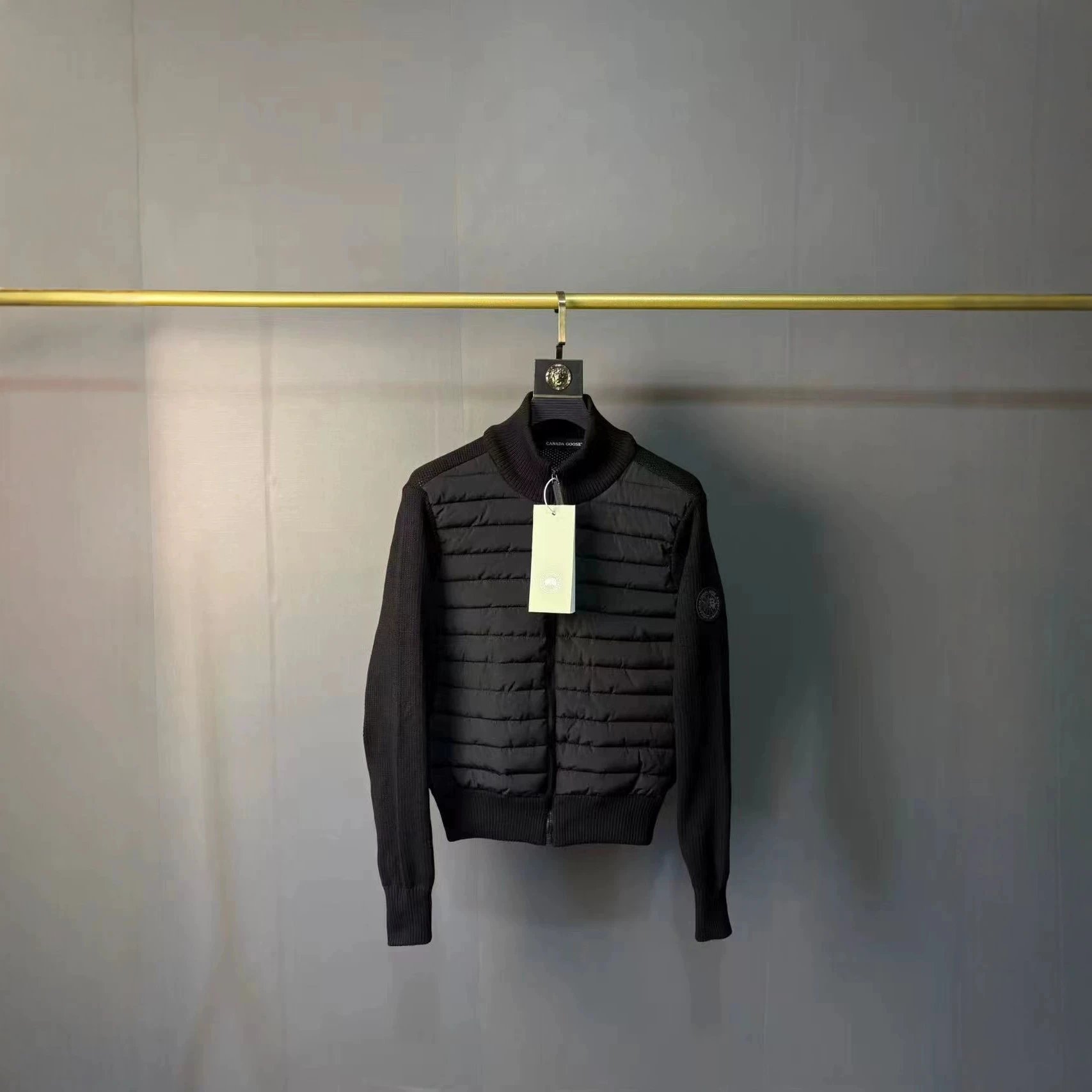 Canada Goose Lodge Black Knit Sleeve Puffer Jacket