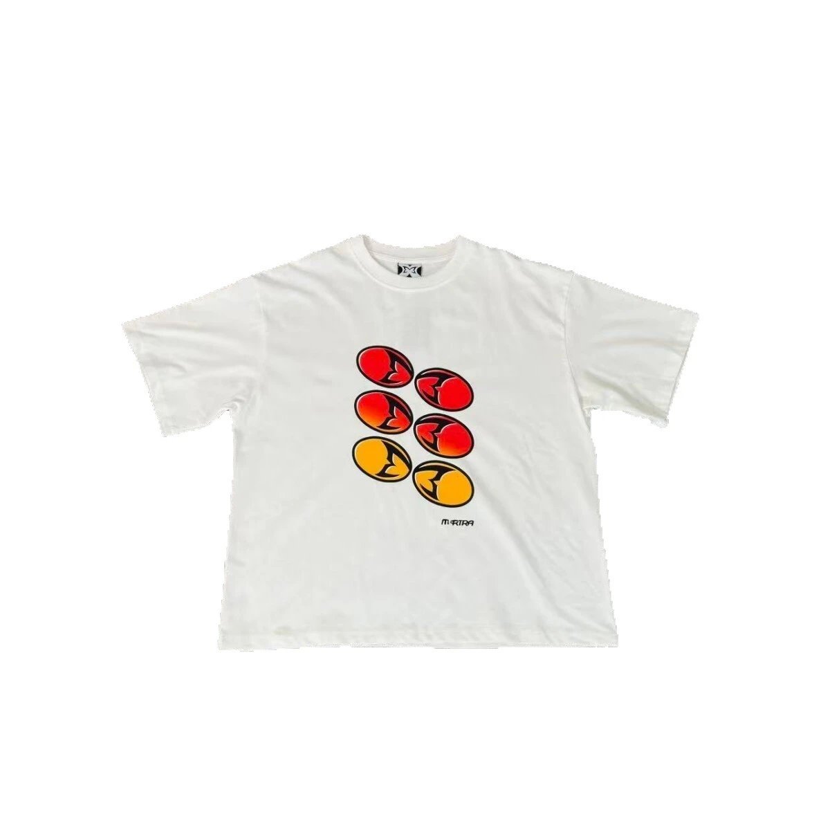 White Graphic Print T-Shirt With Six Gradient Circles Streetwear