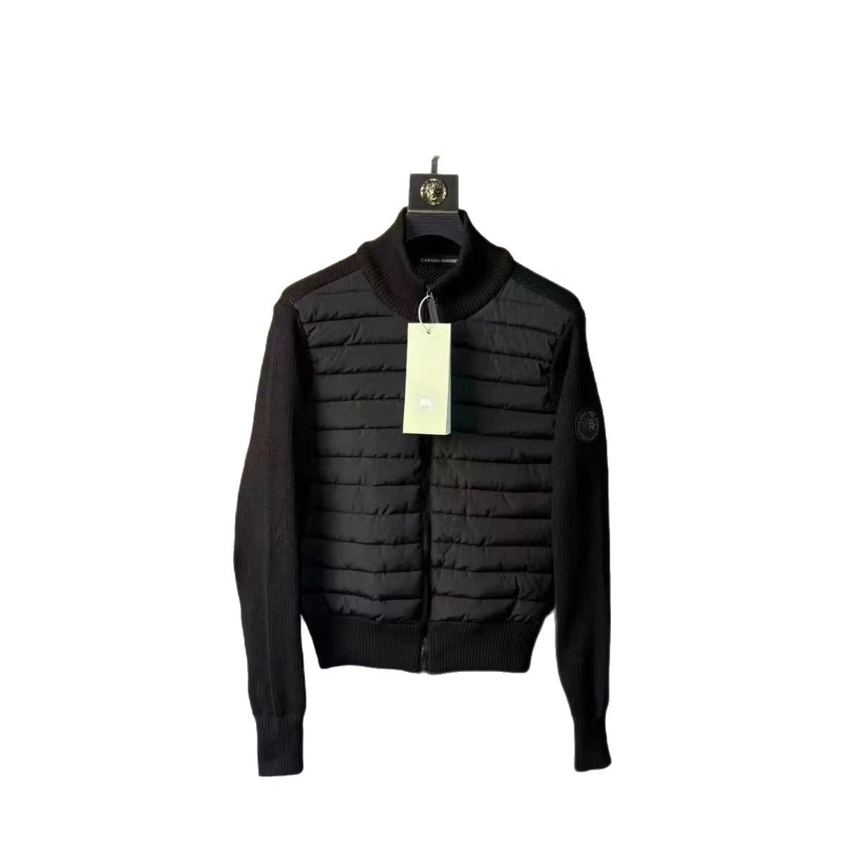 Canada Goose Lodge Black Knit Sleeve Puffer Jacket