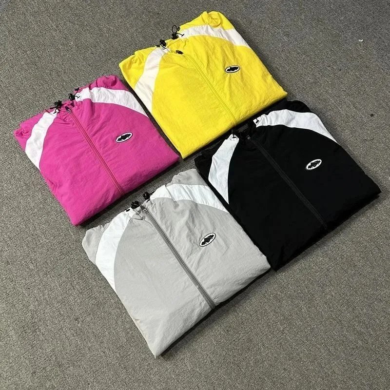 Unbranded Windbreaker Jacket Gray Yellow Pink Black Sporty Hooded