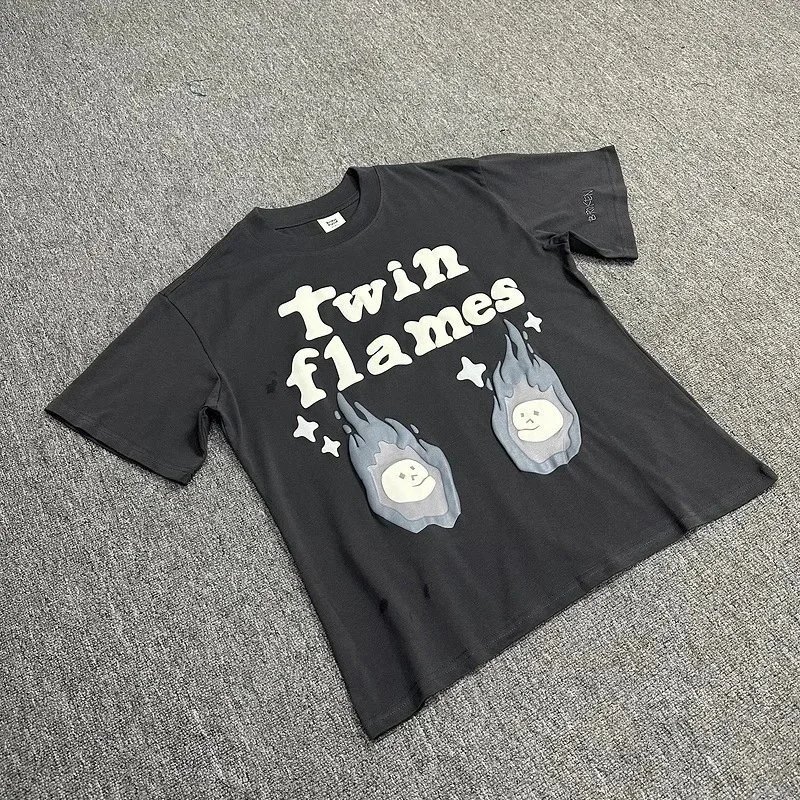 Twin Flames Black Graphic Print Streetwear T-Shirt