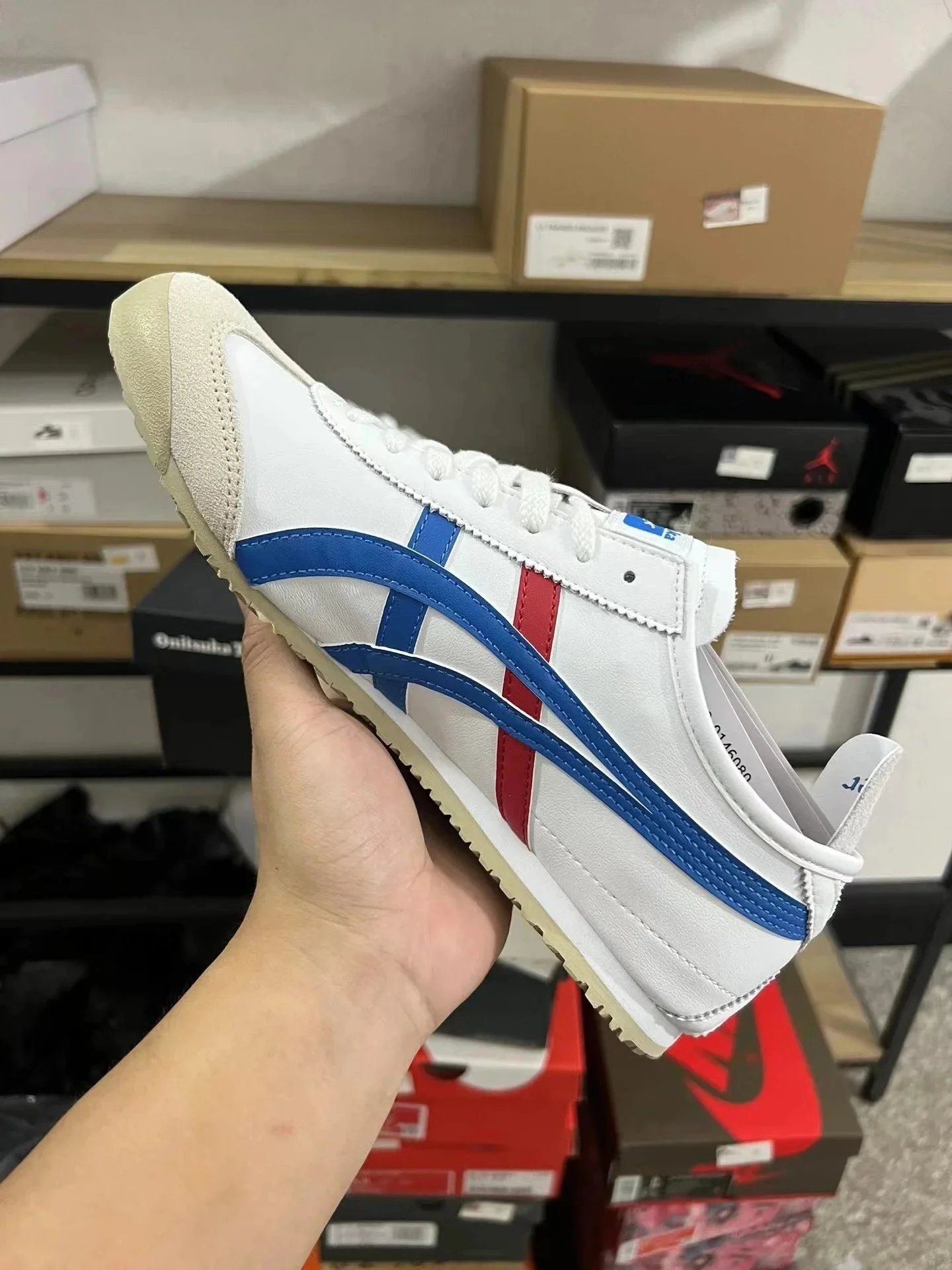 Onitsuka Tiger Mexico 66 White Blue Red Classic Sneakers