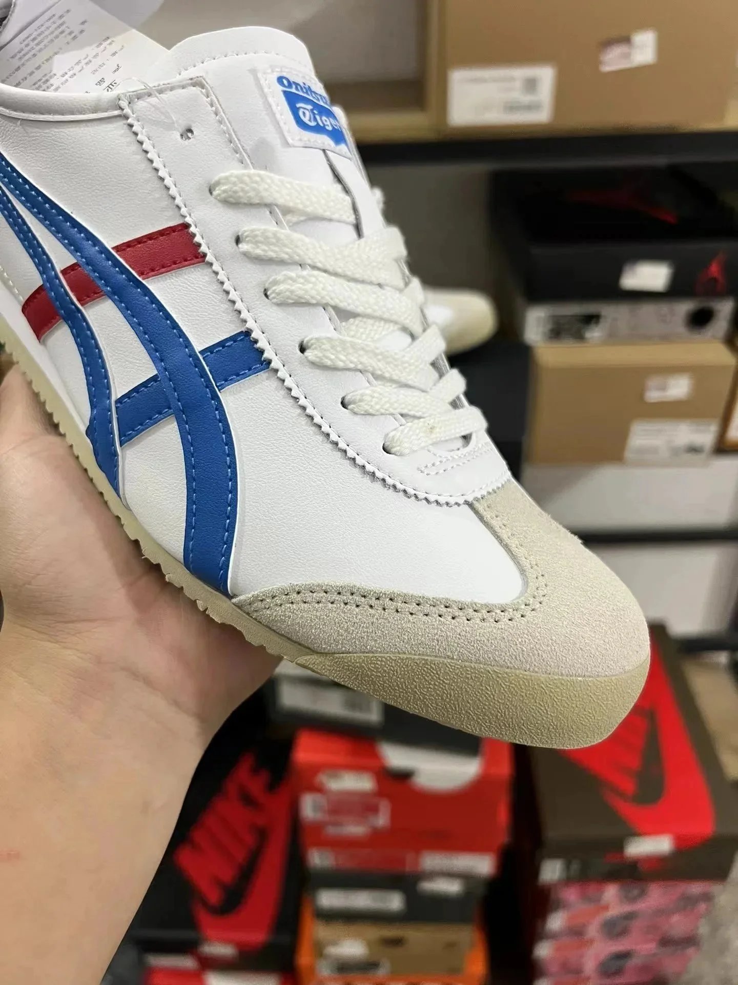 Onitsuka Tiger Mexico 66 White Blue Red Classic Sneakers