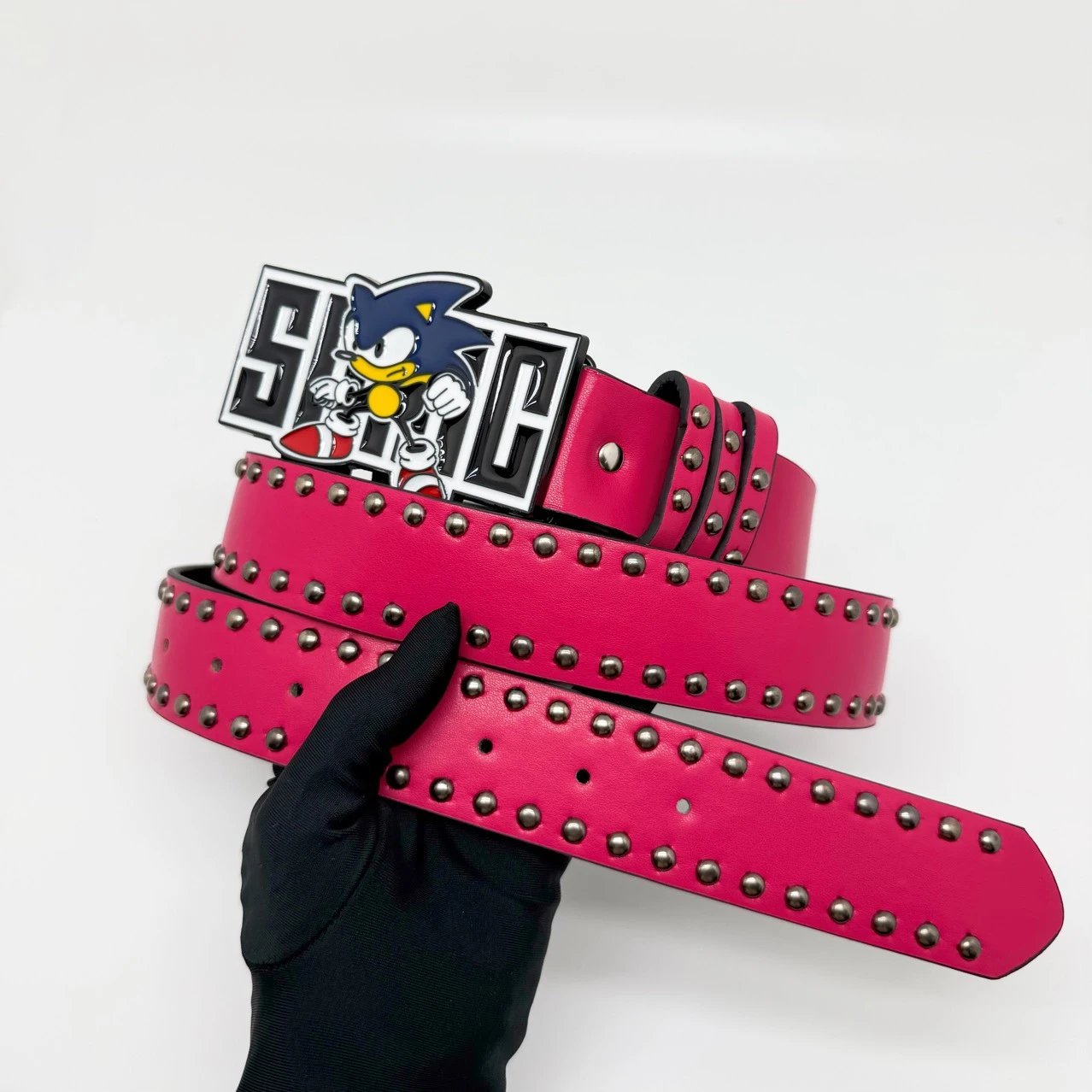 Sonic The Hedgehog Pink Studded Leather Belt