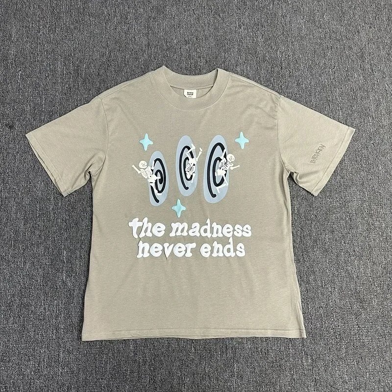 Oversized Graphic Tee Beige Skeleton Print Streetwear