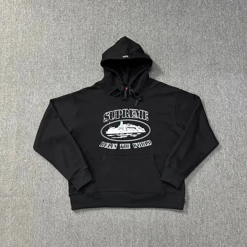 Supreme Rules The World Black Graphic Hoodie