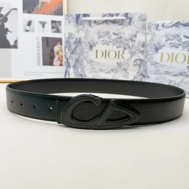 Dior Belts CD Buckle Grained Leather Belt product detail image 7