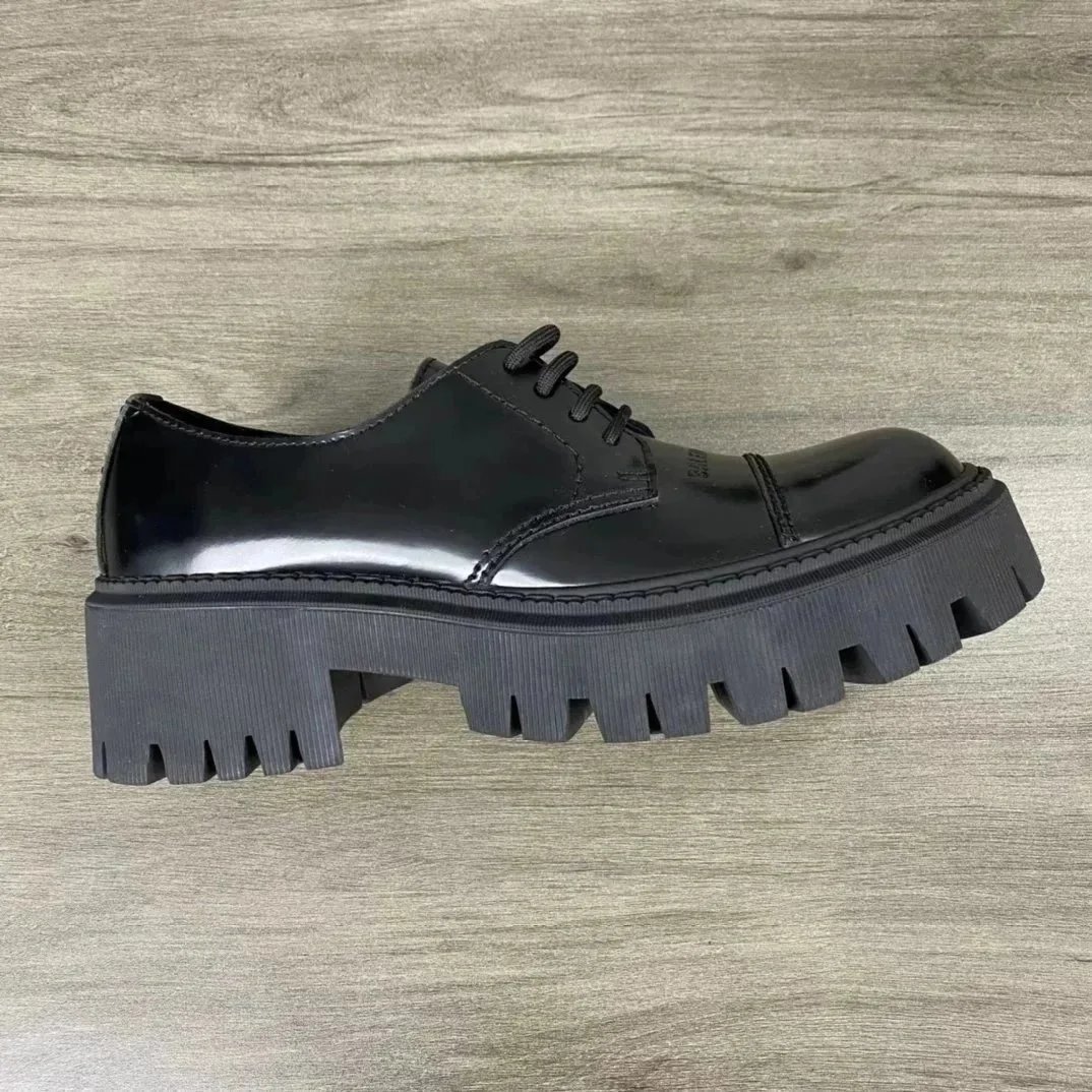 Prada Leather Shoes Lace-Up Platform Derby — Balenciaga Tractor Patent Leather Shoes