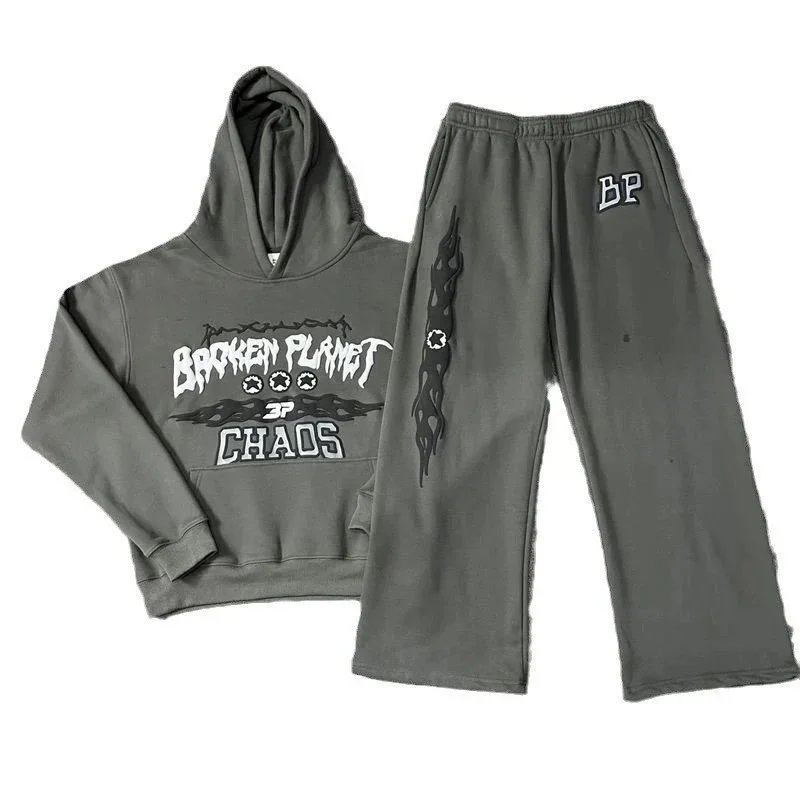Broken Planet CHAOS Gray Streetwear Hoodie And Jogger Set