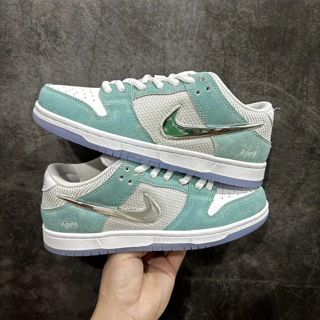 Nike Dunk Low April Mint Green Silver Suede Skate Shoes