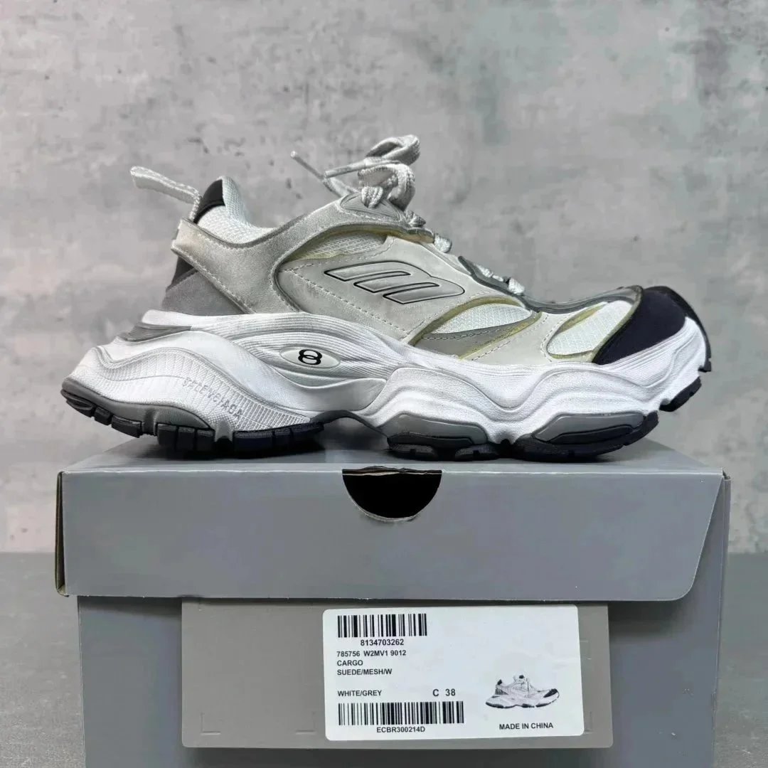 Balenciaga Track 8 White Silver Blue Chunky Sneakers