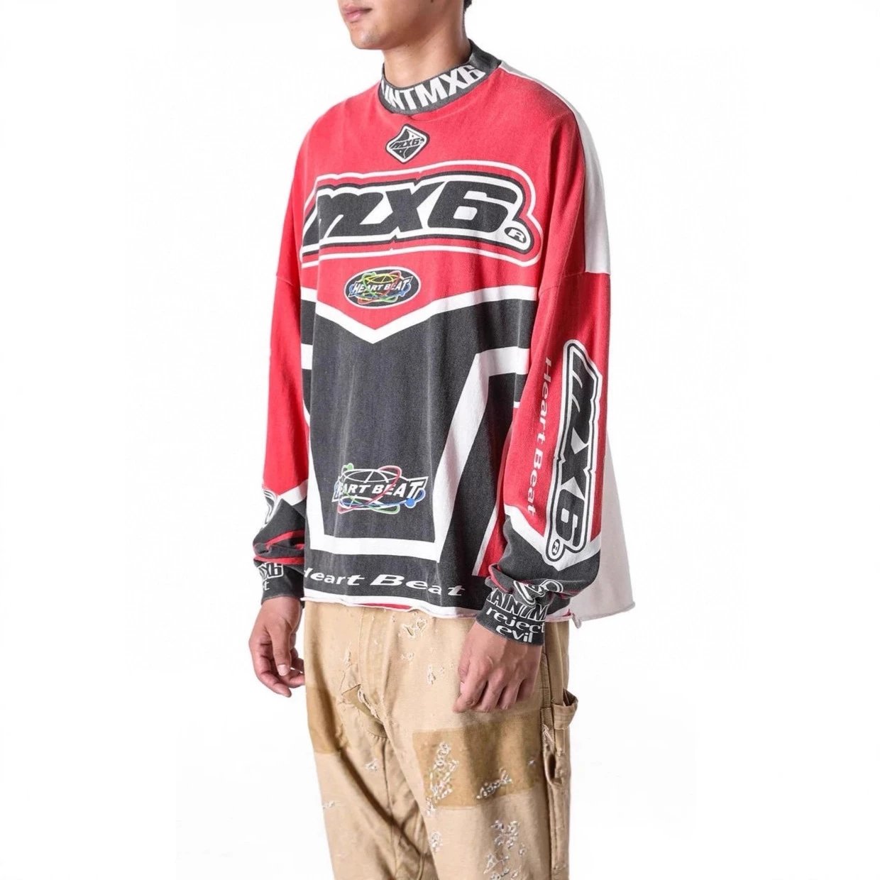 MX6 Heart Beat Red Black White Motocross Jersey