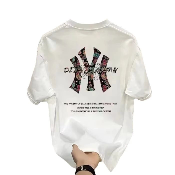 White Cotton T-Shirt with Embroidered NY Logo Casual Style