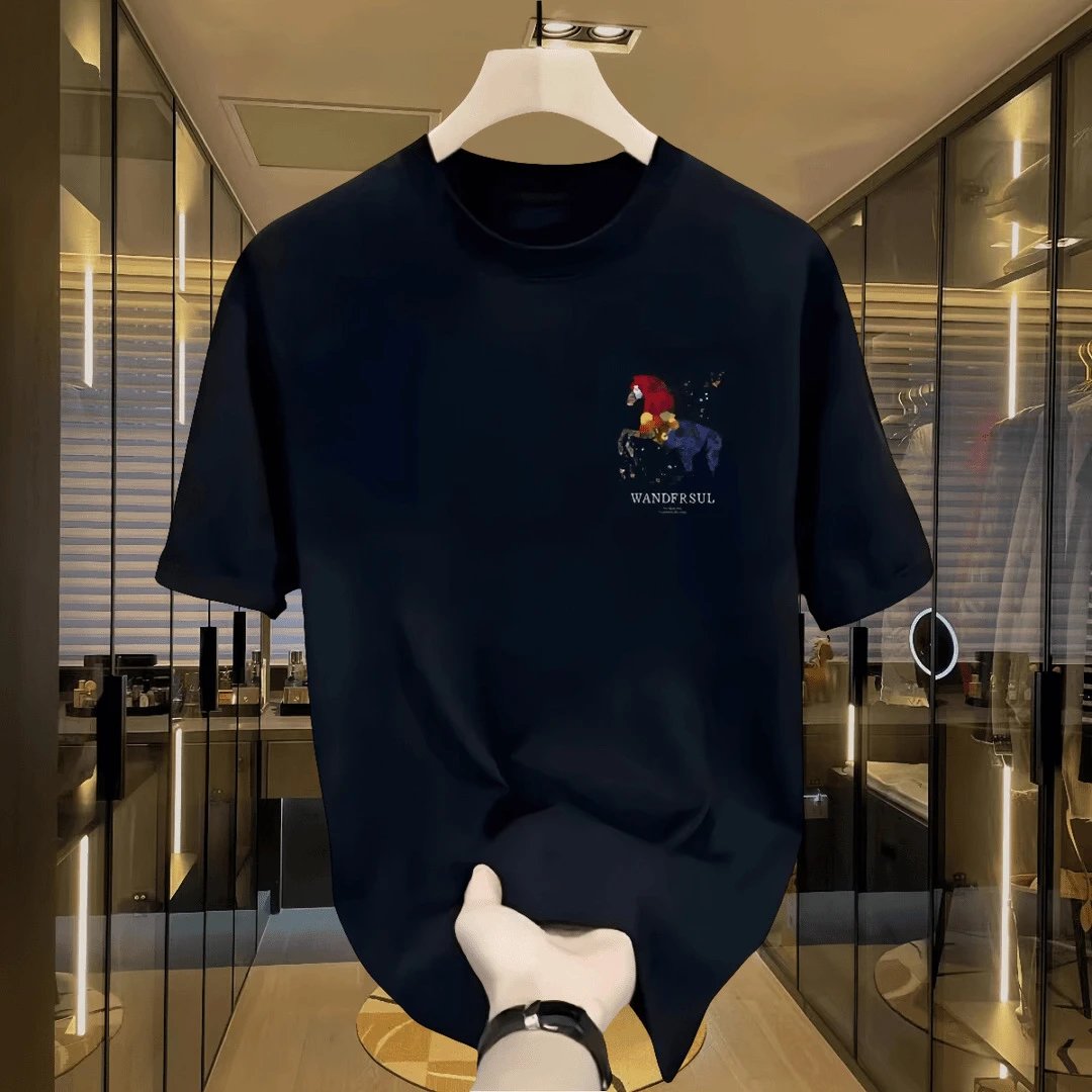 TYIACLLY Wandfrsul Black Graphic Horse Print Oversized T-Shirt