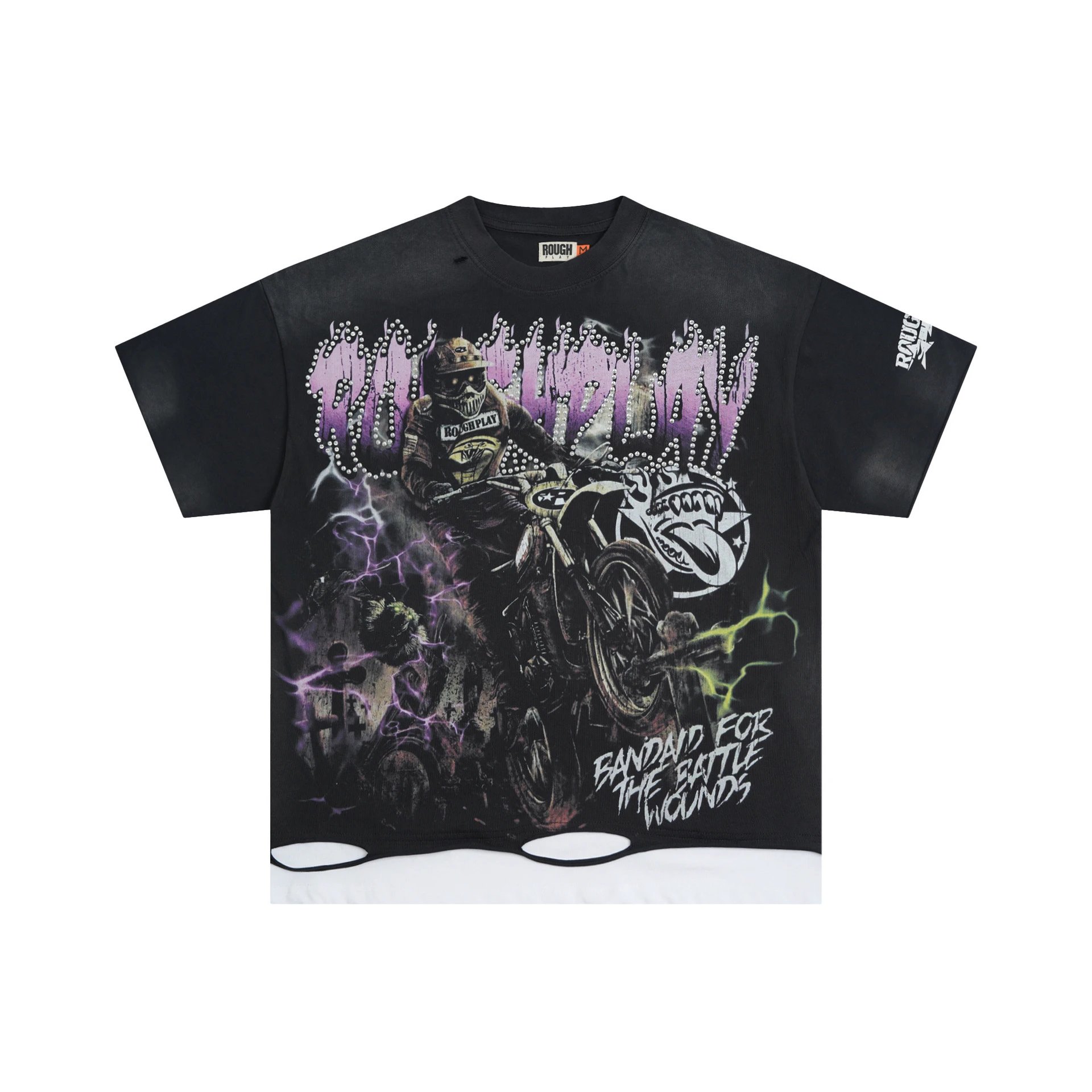 Roughplay Bandaid For The Battle Wounds Black Graphic Oversized T-Shirt
