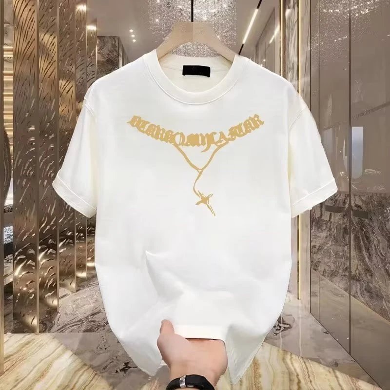 Black Cotton T-Shirt Gold Gothic Lettering Streetwear