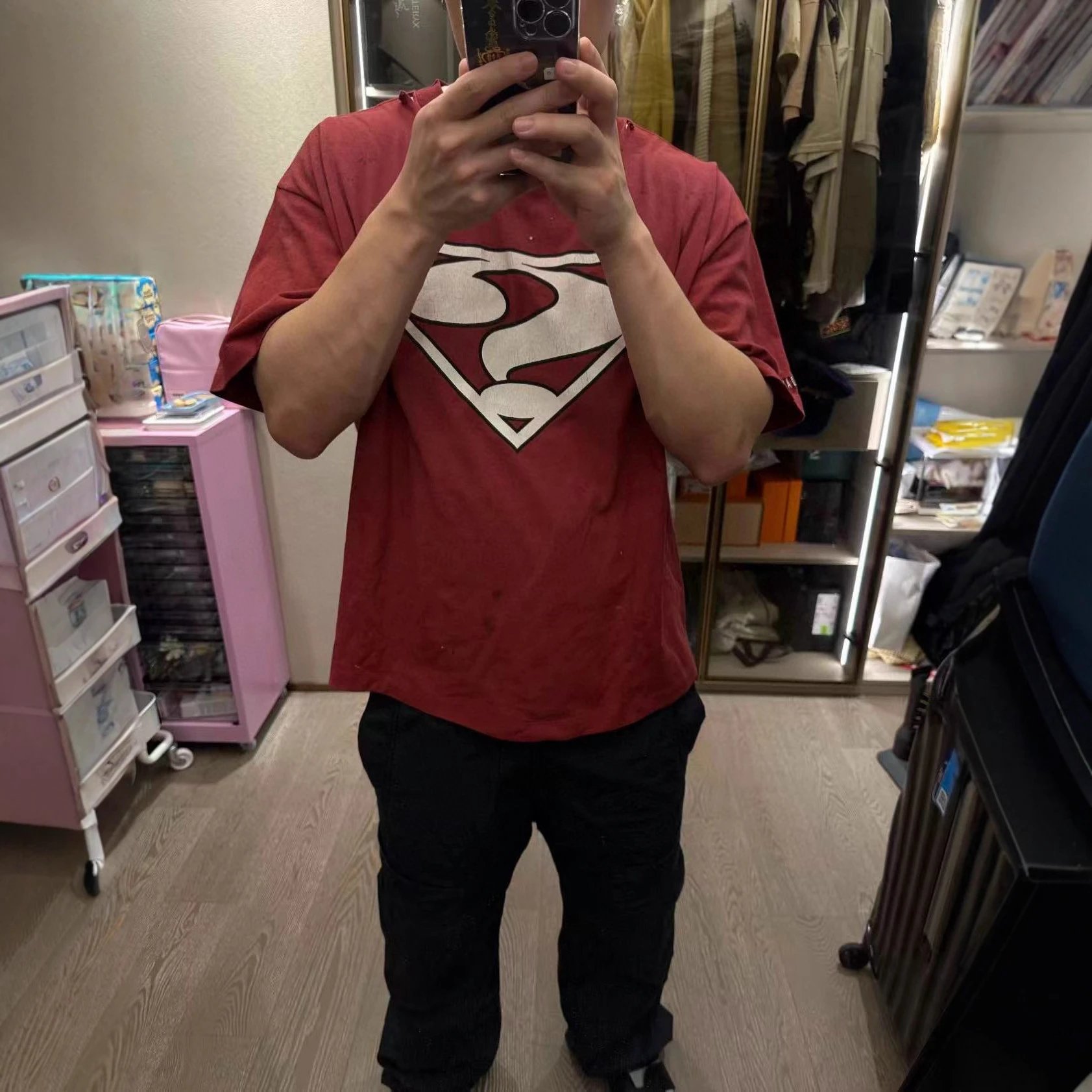 Superman Logo Red Graphic Tee Casual T-Shirt