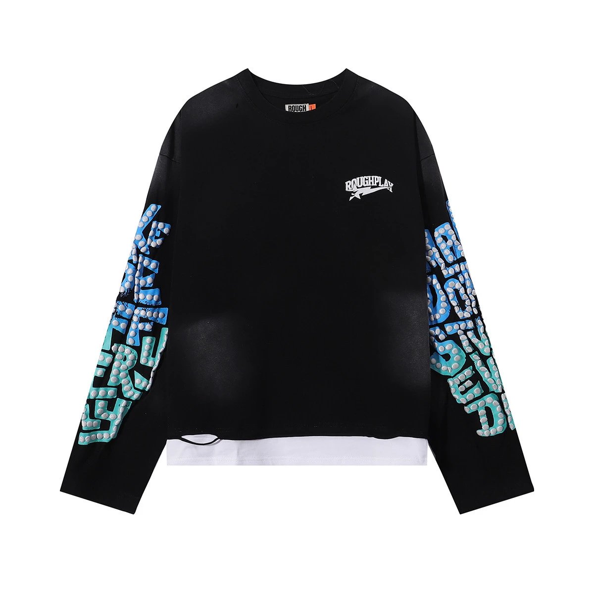 Rough Play Graphic Print Black Oversized Streetwear T-Shirt