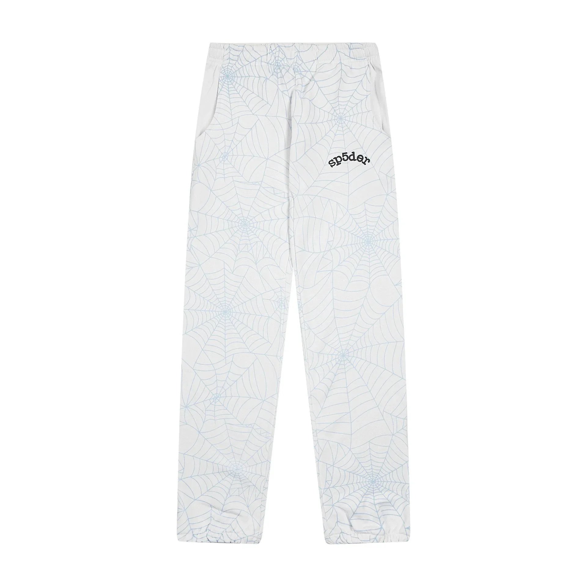 Spider Web Print White Casual Sweatpants