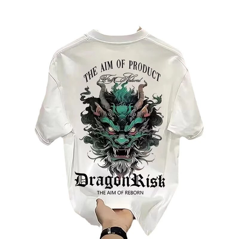DragonRisk Graphic Print Black Streetwear T-Shirt
