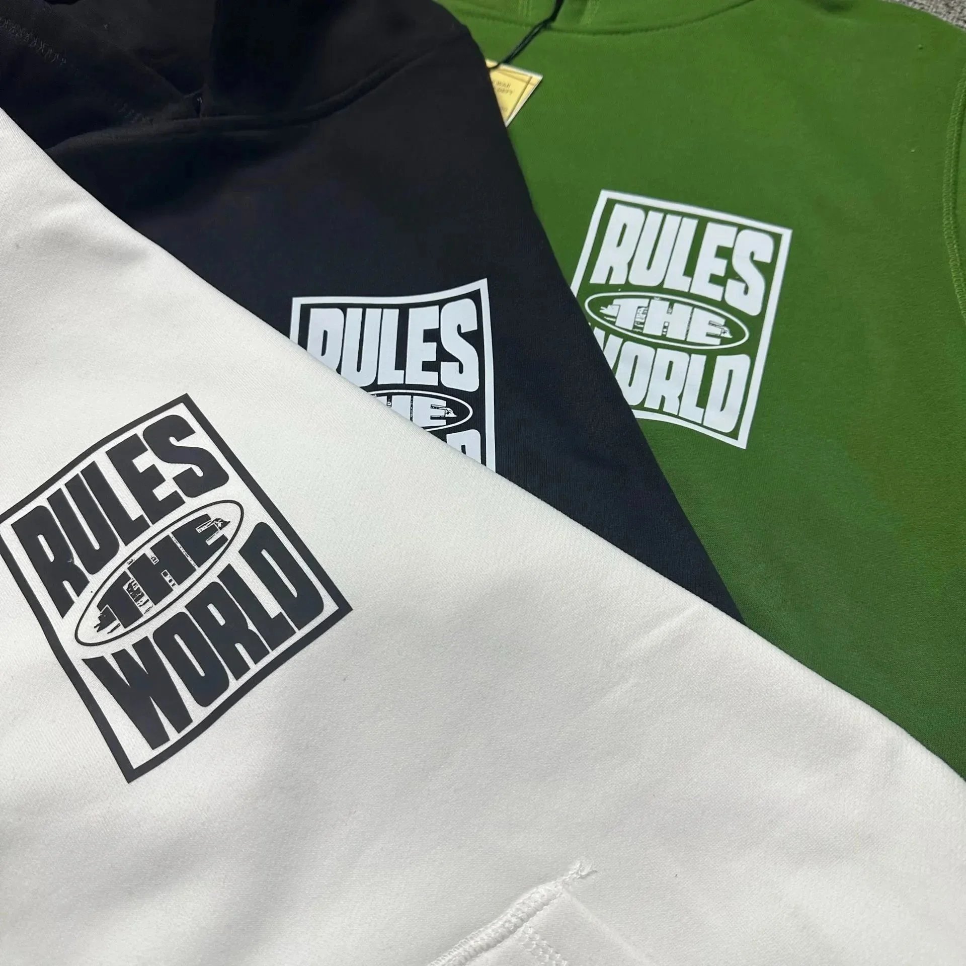 Rules The World Hoodie And Jogger Set Green Black White Streetwear