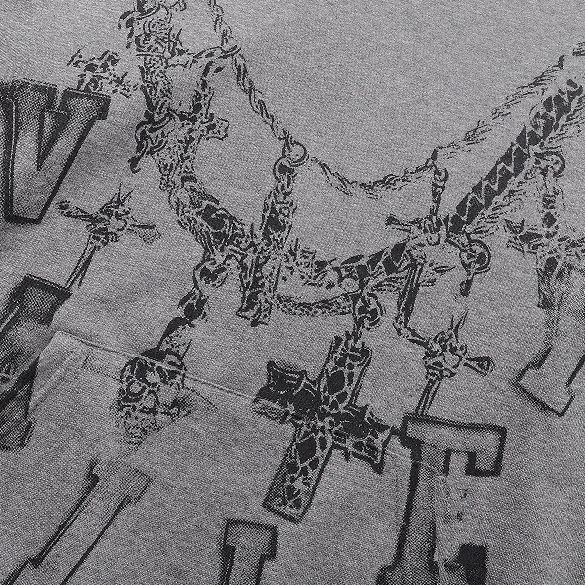 Ville Kids Gray Graphic Chain Print Hoodie