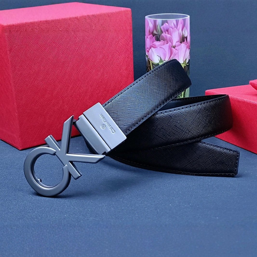 Calvin Klein Black Saffiano Leather Buckle Belt
