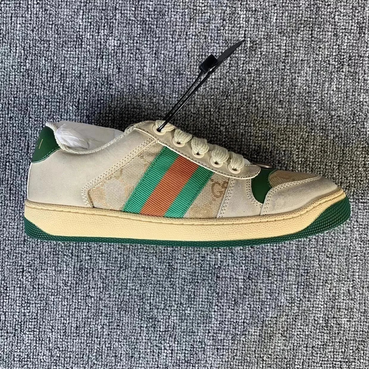 Gucci Ace Beige Green Red Web Striped Sneakers