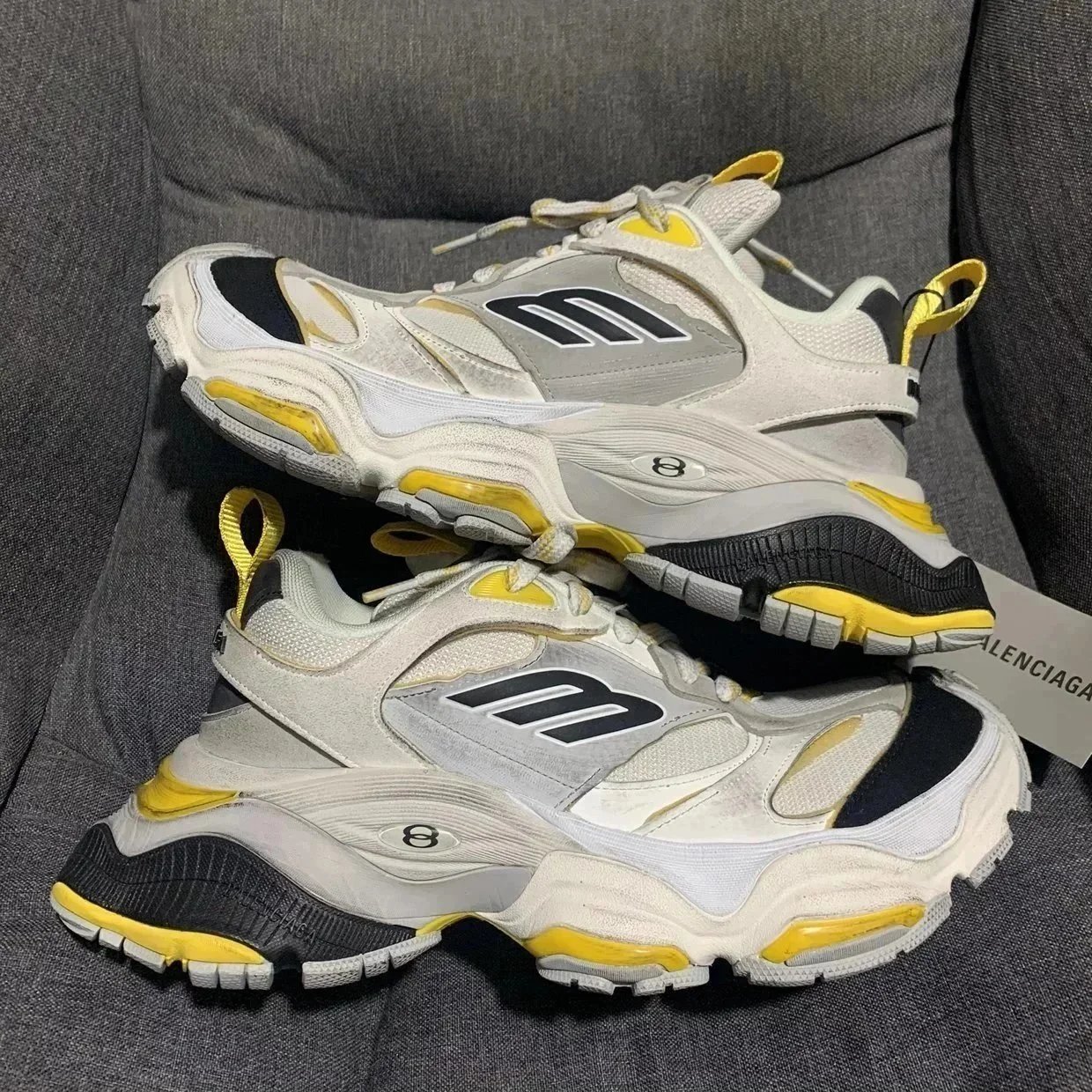 Balenciaga Track 8 White Gray Yellow Blue Chunky Sneakers