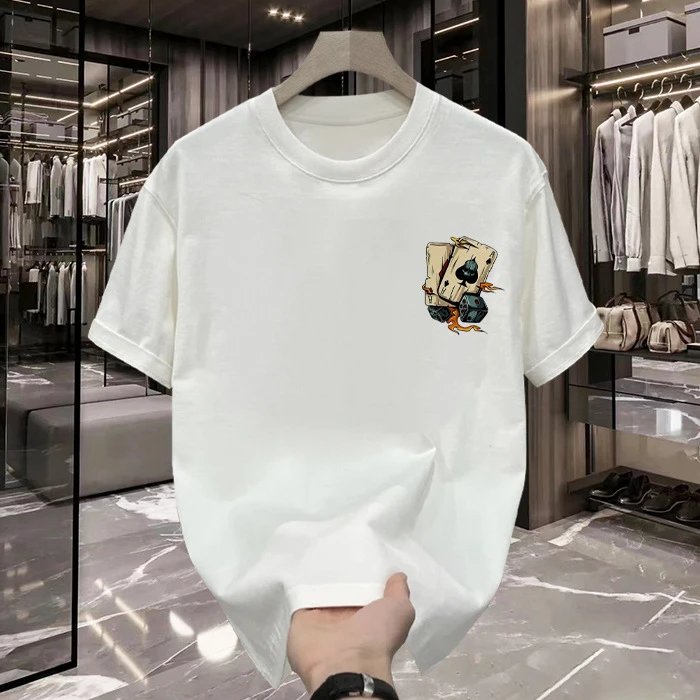 White Graphic Print Poker Dice Flame Oversized T-Shirt
