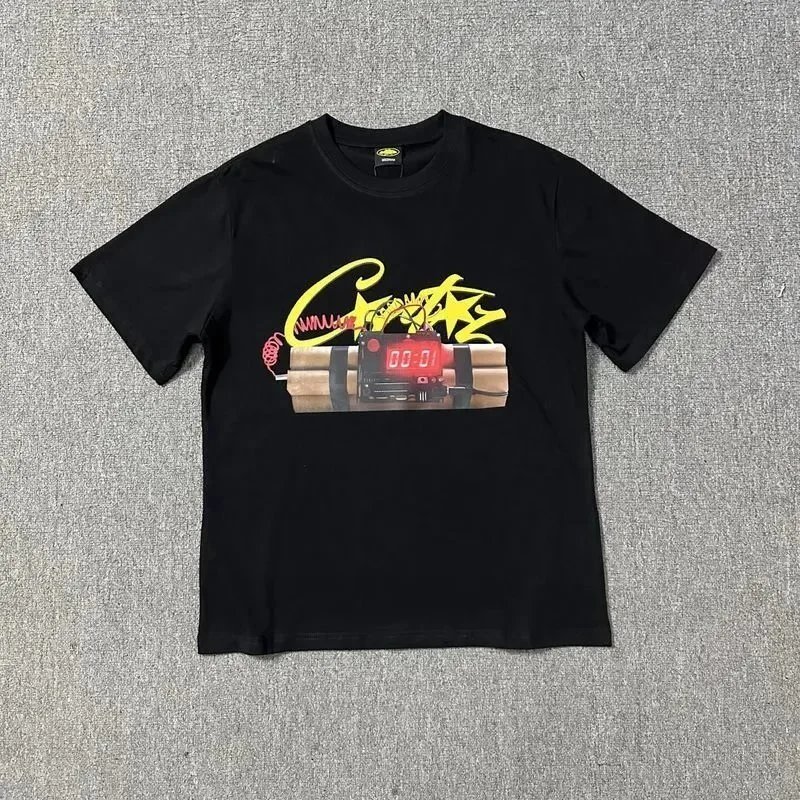 Black Graphic Tee Bomb Print Streetwear T-Shirt
