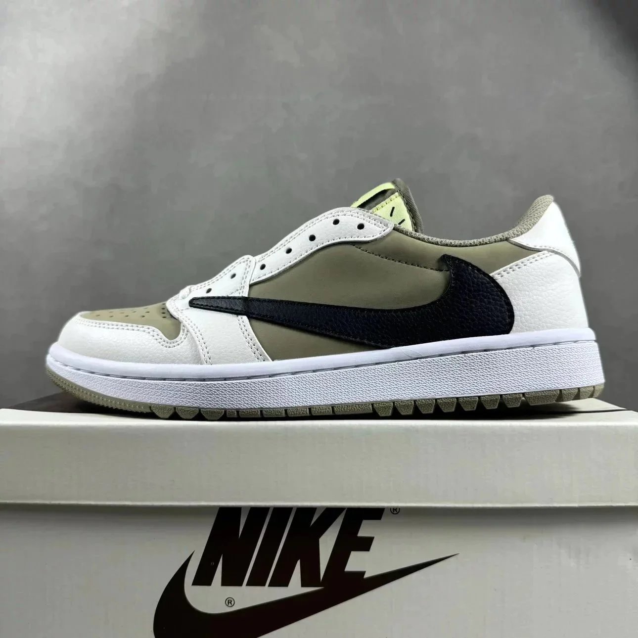 Nike Air Jordan 1 Low Black White Blue Olive Colorblock Sneakers
