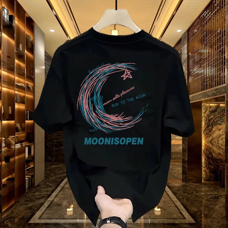 MOONISOPEN Graphic Print Black Oversized T-Shirt