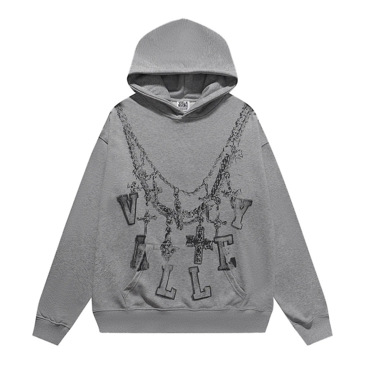 Ville Kids Gray Graphic Chain Print Hoodie