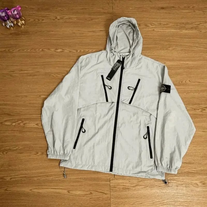 Stone Island Grey Hooded Windbreaker Jacket