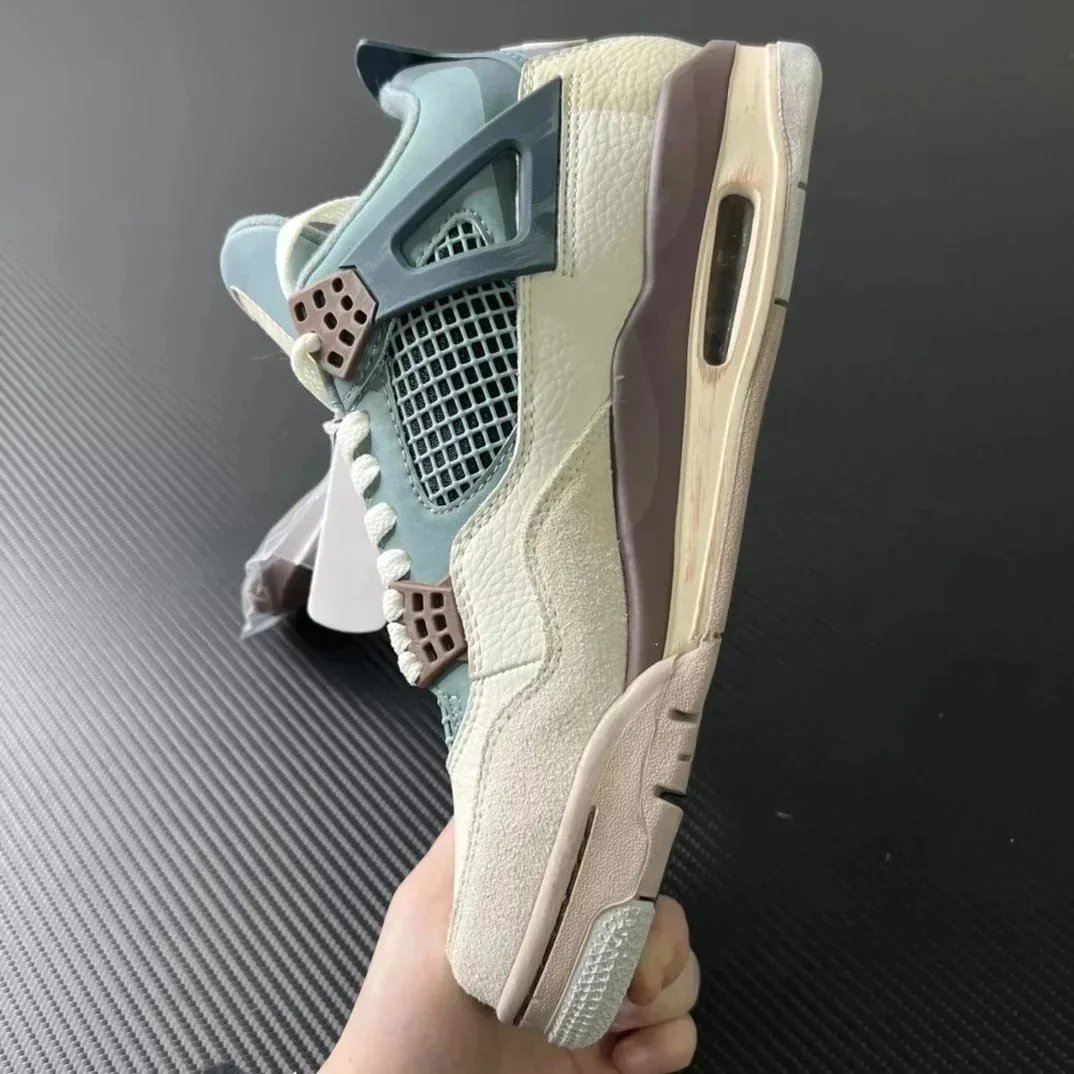 Nike Air Jordan 4 Mint Green White Brown Retro Basketball Sneakers
