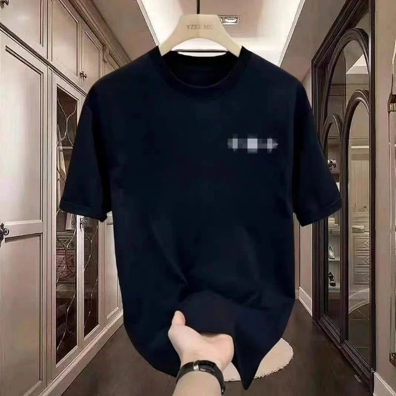 YZEE MC Solid Navy Blue Minimalist Crewneck T-Shirt