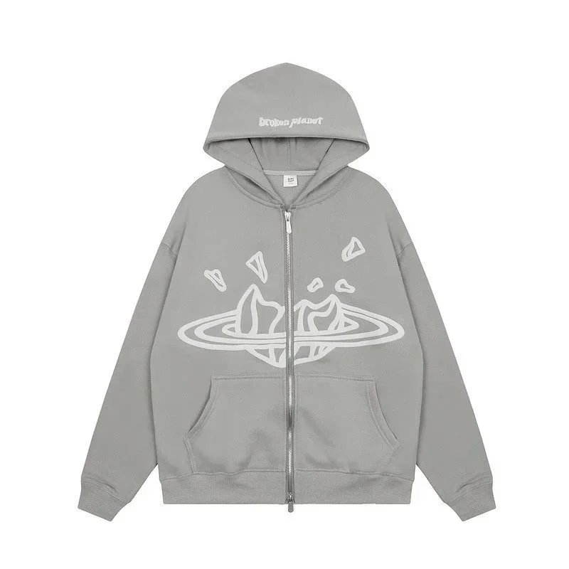 Broken Planet Gray Graphic Hoodie and Jogger Set