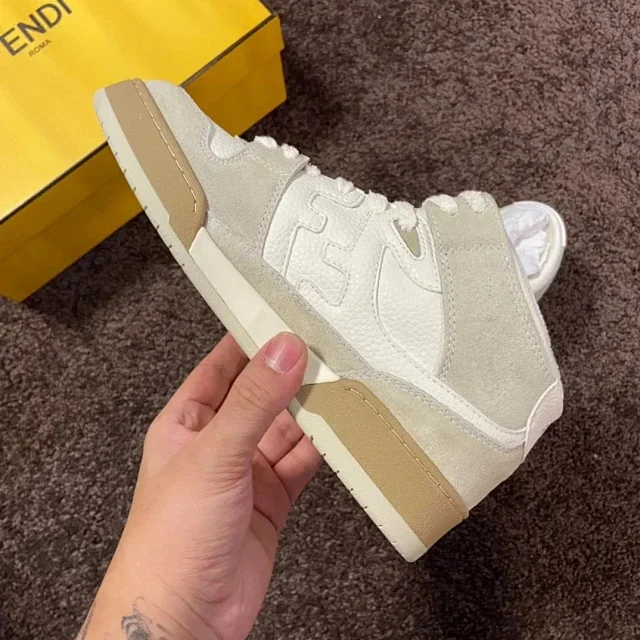 Fendi Sneakers Low-top lace-up leather and suede product detail image 8