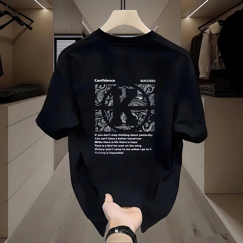 White Cotton T-Shirt With Black Logo Print Casual Style