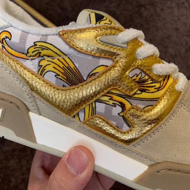 Fendi Sneakers Low-top lace-up leather and suede product detail image 23