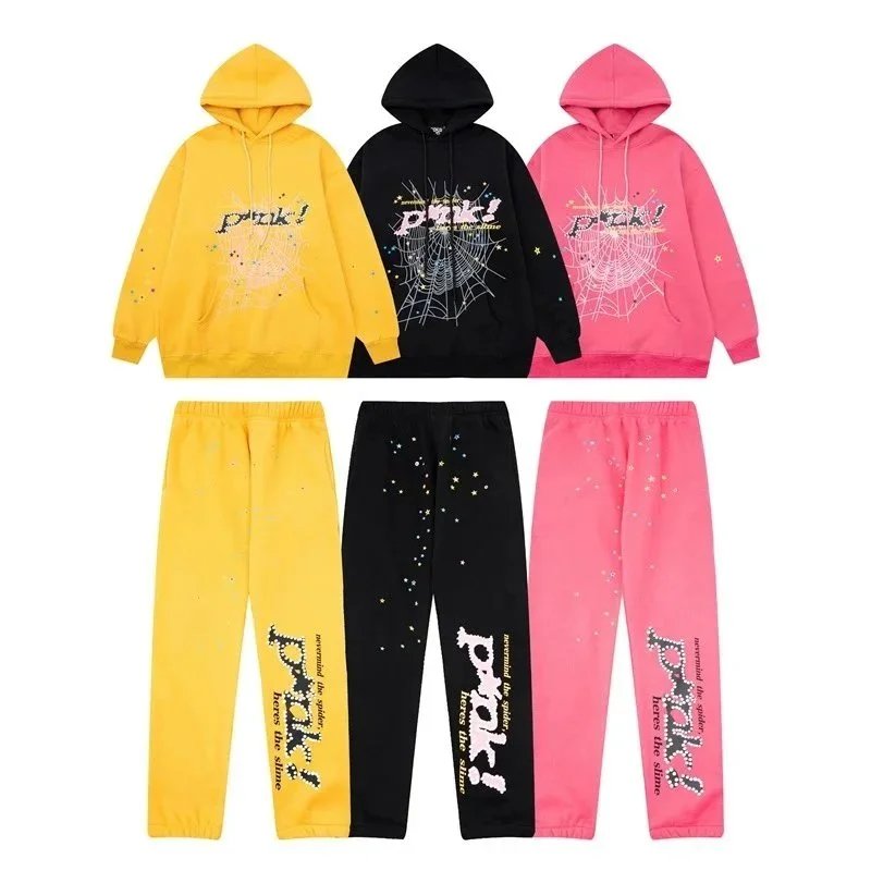 Spider Graphic Hoodie And Sweatpants Set Multicolor Streetwear