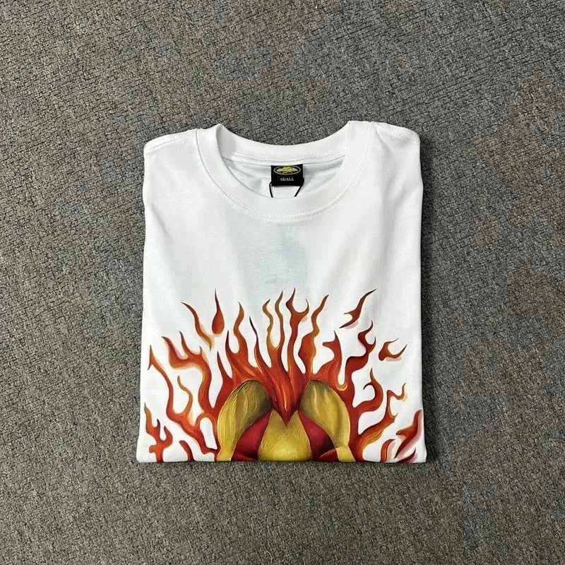 Black Graphic Tee Flame Clown Skull Streetwear T-Shirt